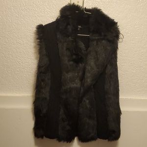Black faux fur vest